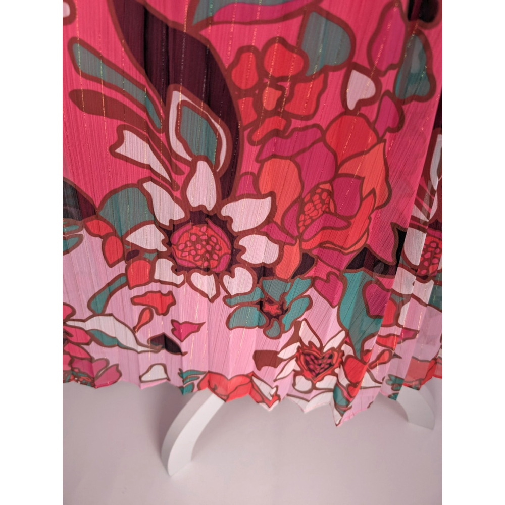 NWT Ted Baker Pinata Pink Midi Dress High Low Sz XS Tropical Resort Vacation - Picture 7 of 13